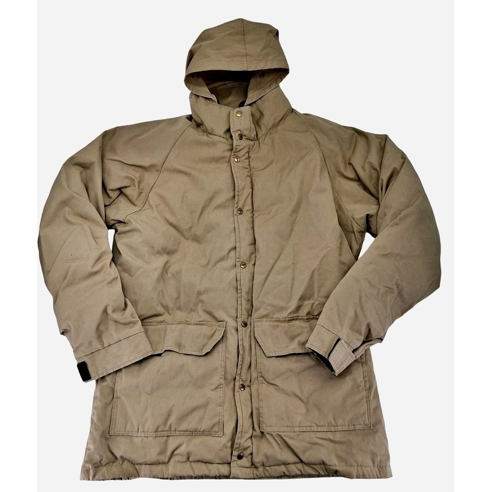 Vintage Camp 7 Parka Mens Large Beige Canvas Down Hooded Winter Coat Outdoor